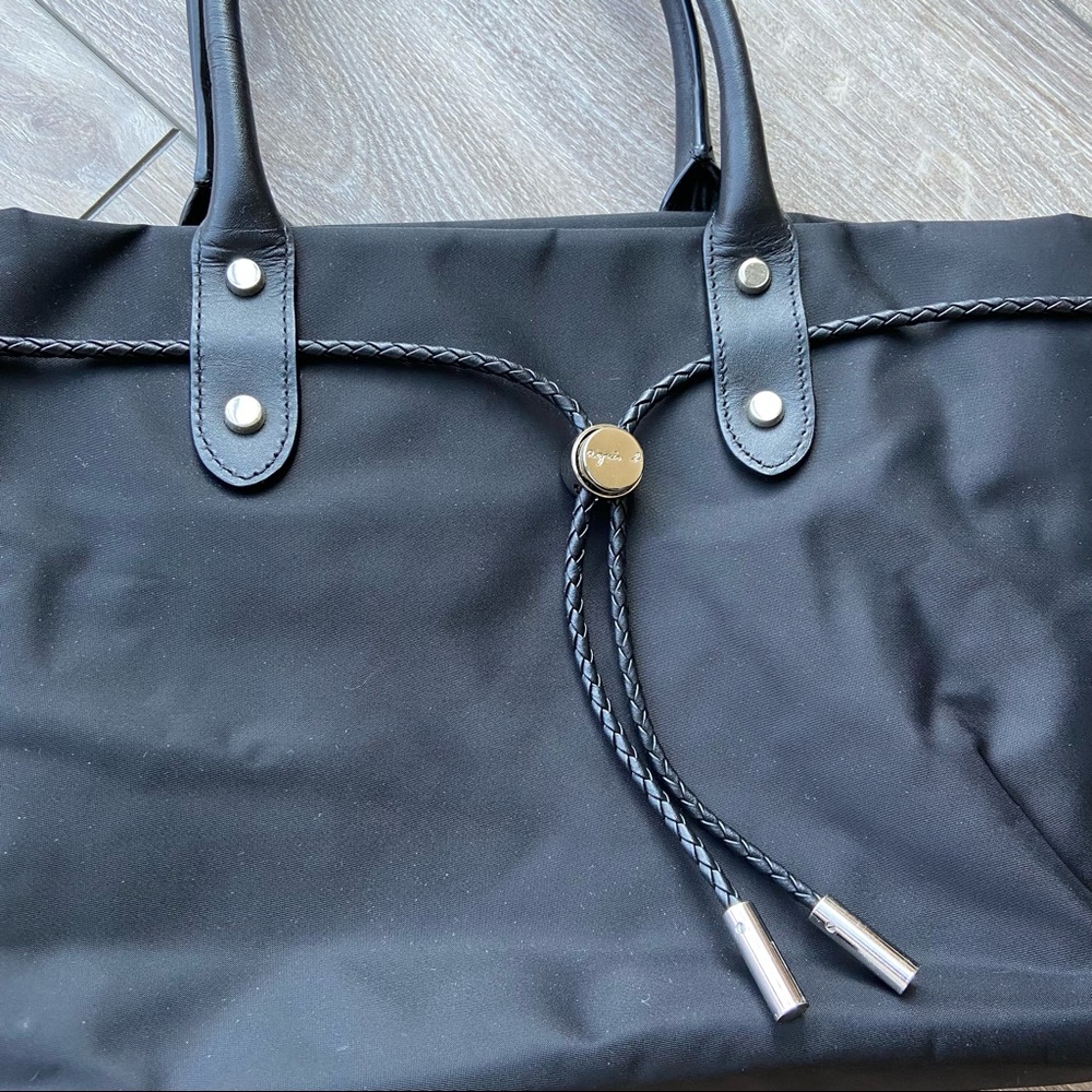 Agnes B Nylon Handbag Tote - Picture 3 of 15